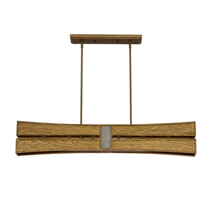 Kalco Dos 6 Light Linear Pendant, Rustic Gold and Brushed Gold