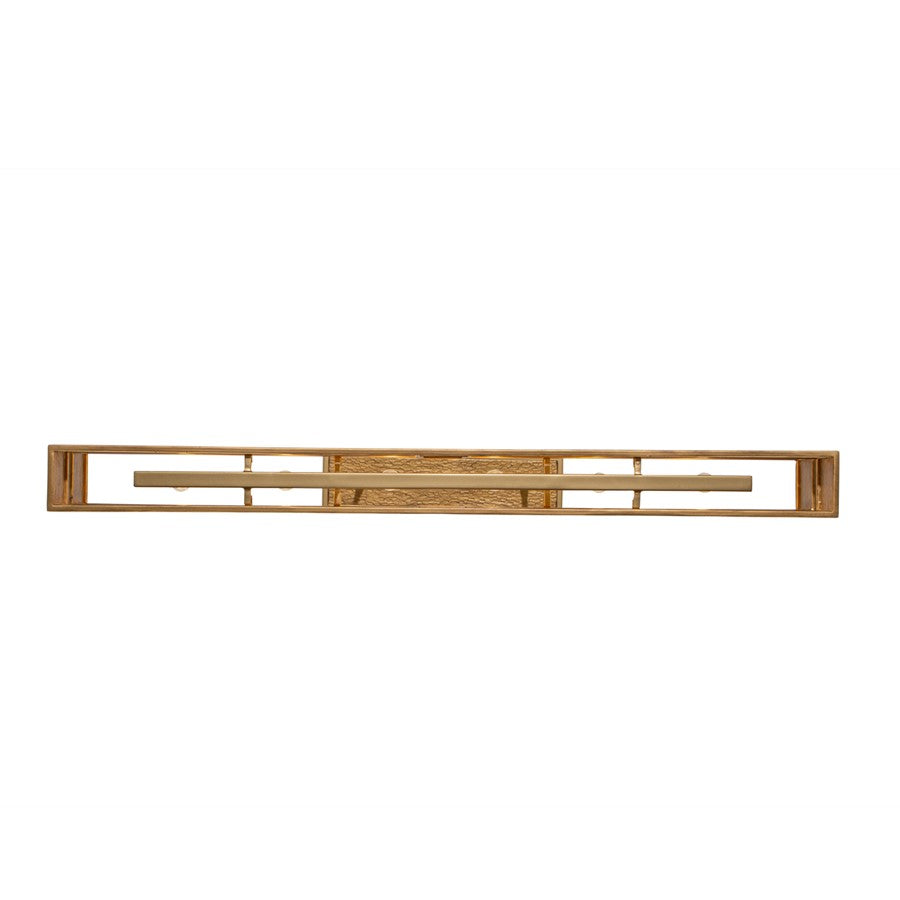 Kalco Dos 6 Light Linear Pendant, Rustic Gold and Brushed Gold