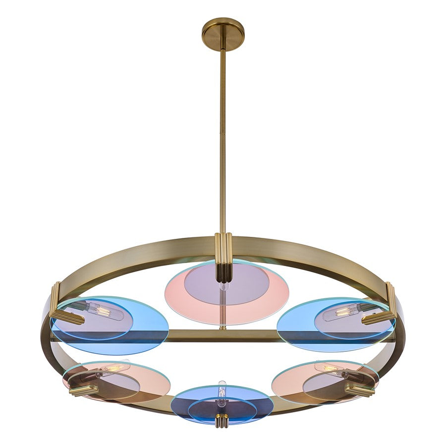 Kalco Lighting Optics 6 Light Chandelier, Winter Brass - 528555WB