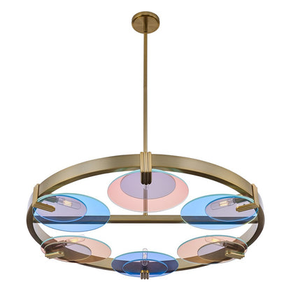 Kalco Lighting Optics 6 Light Chandelier, Winter Brass - 528555WB