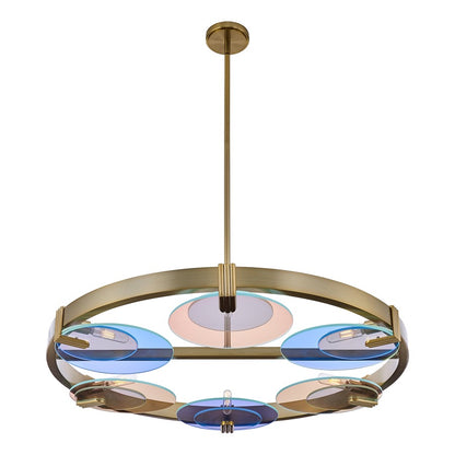 Kalco Lighting Optics 6 Light Chandelier, Winter Brass