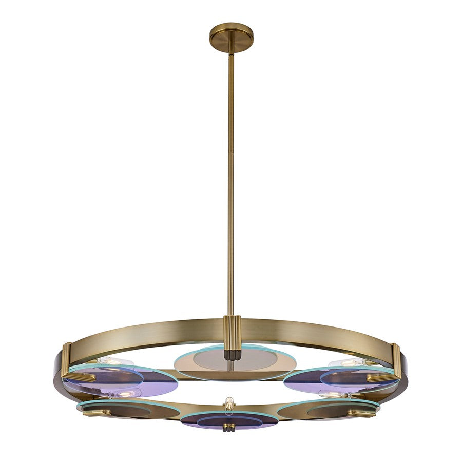 Kalco Lighting Optics 6 Light Chandelier, Winter Brass