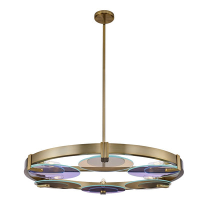 Kalco Lighting Optics 6 Light Chandelier, Winter Brass