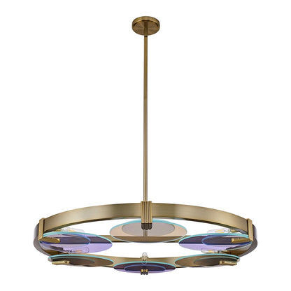 Kalco Lighting Optics 6 Light Chandelier, Winter Brass