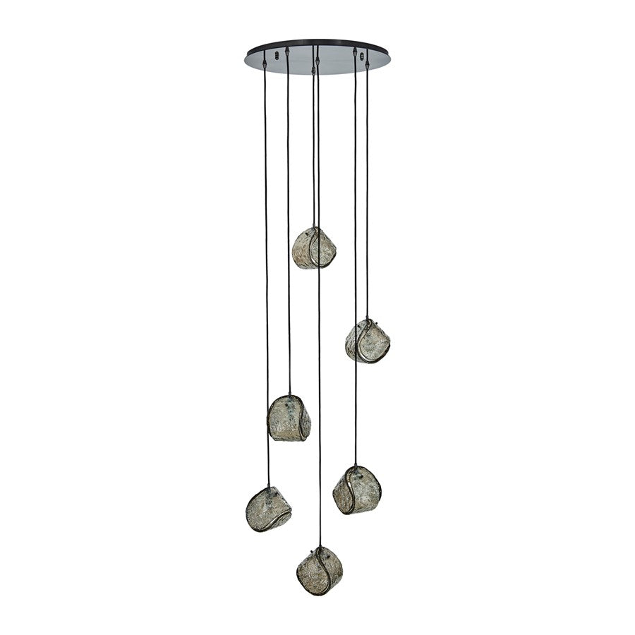 Kalco Lighting Pallina 6 Light Chandelier, Satin Black Nickel