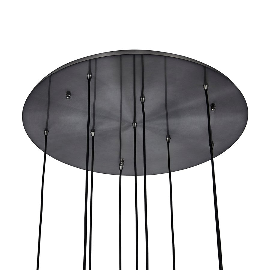 Kalco Lighting Pallina 9 Light Chandelier, Satin Black Nickel