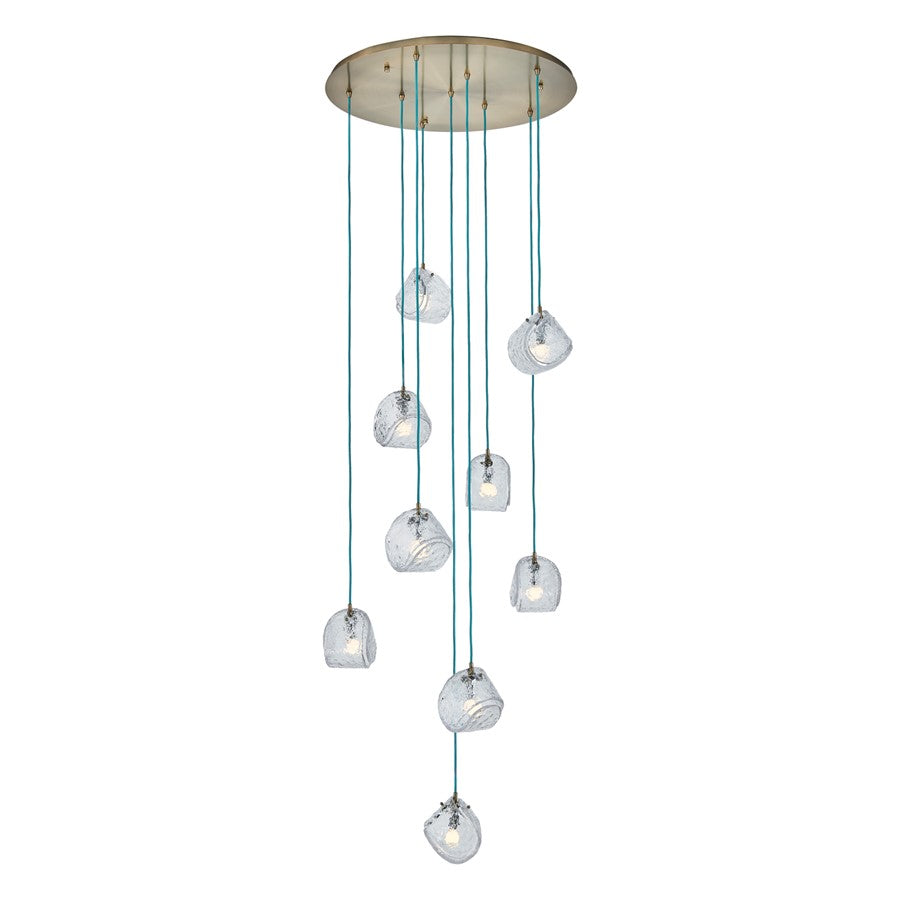 Kalco Lighting Pallina 9 Light 7.5" Chandelier, Winter Brass - 529553WBBC