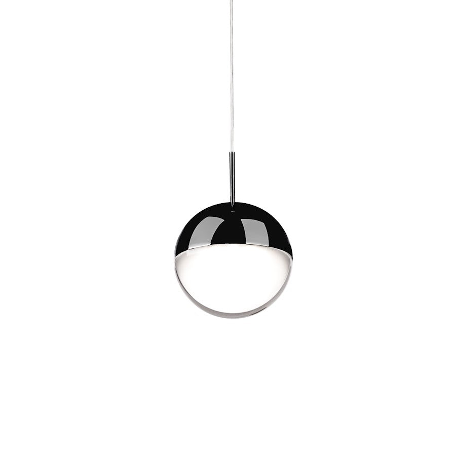 Kuzco Pluto 4" LED Pendant, Black Chrome/Frosted Interior Clear - 402801BC-LED