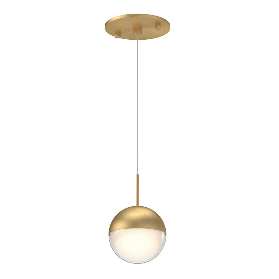 Kuzco Pluto 4" LED Pendant, Brushed Gold/Frosted Interior Clear - 402801BG-LED