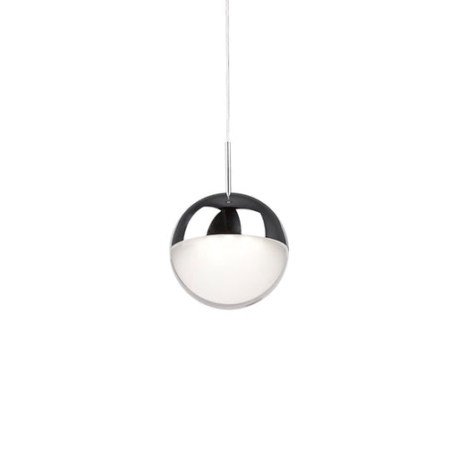 Kuzco Pluto 4" LED Pendant, Chrome/Frosted Interior Clear - 402801CH-LED