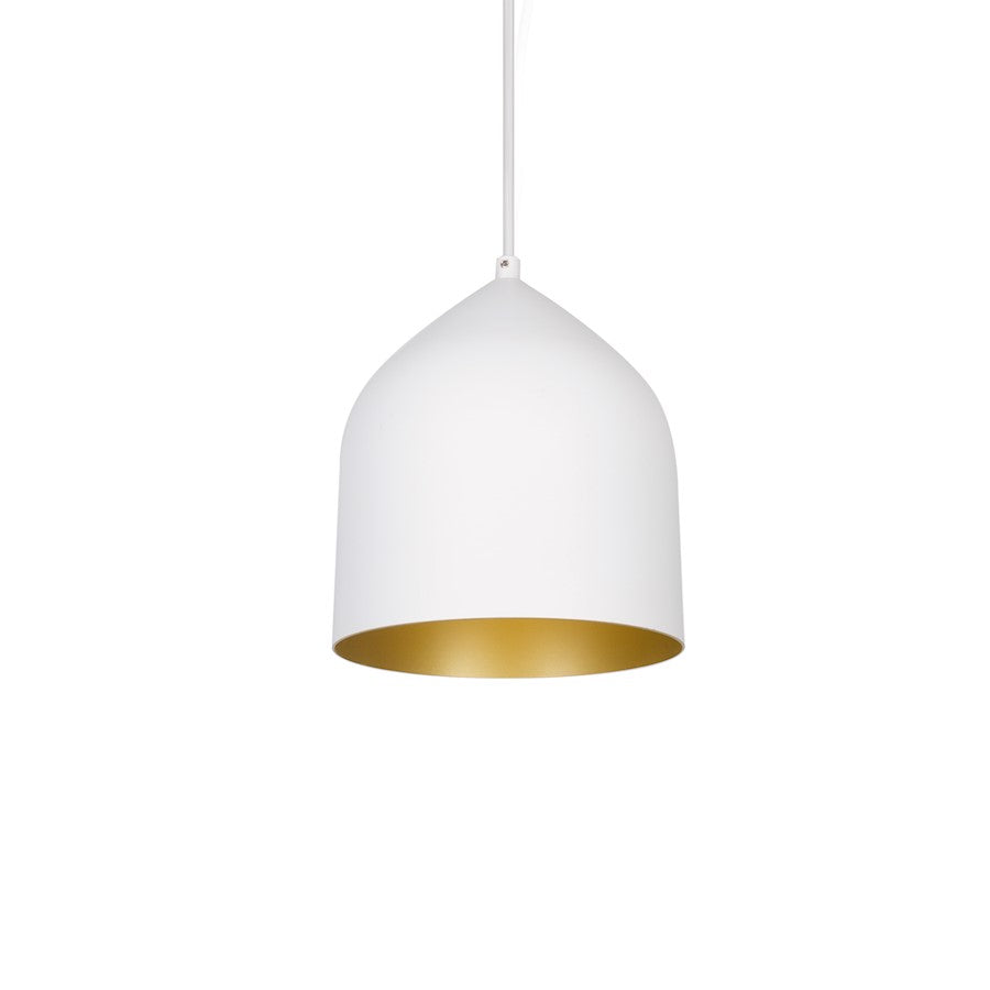 Kuzco Helena 1 Light 8" Pendant, White/Gold - 49108-WH-GD