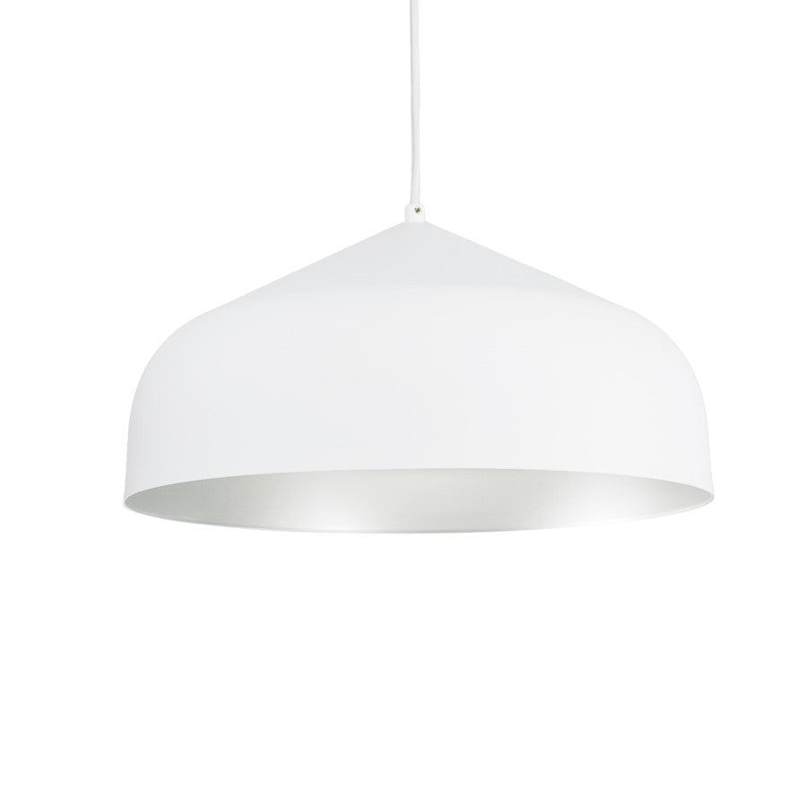 Kuzco Helena 1 Light 17" Pendant, White/Silver - 49117-WH-SV