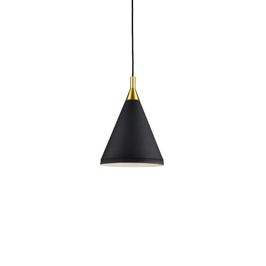 Kuzco Dorothy 1 Light 10" Pendant, Black/Gold Detail - 492710-BK-GD