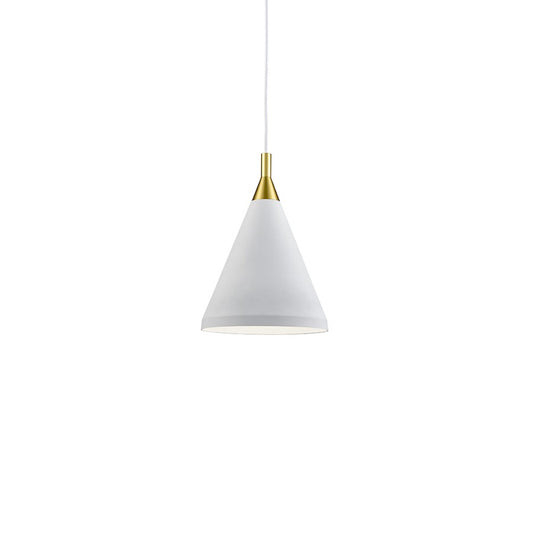 Kuzco Dorothy 1 Light 10" Pendant, White/Gold Detail - 492710-WH-GD