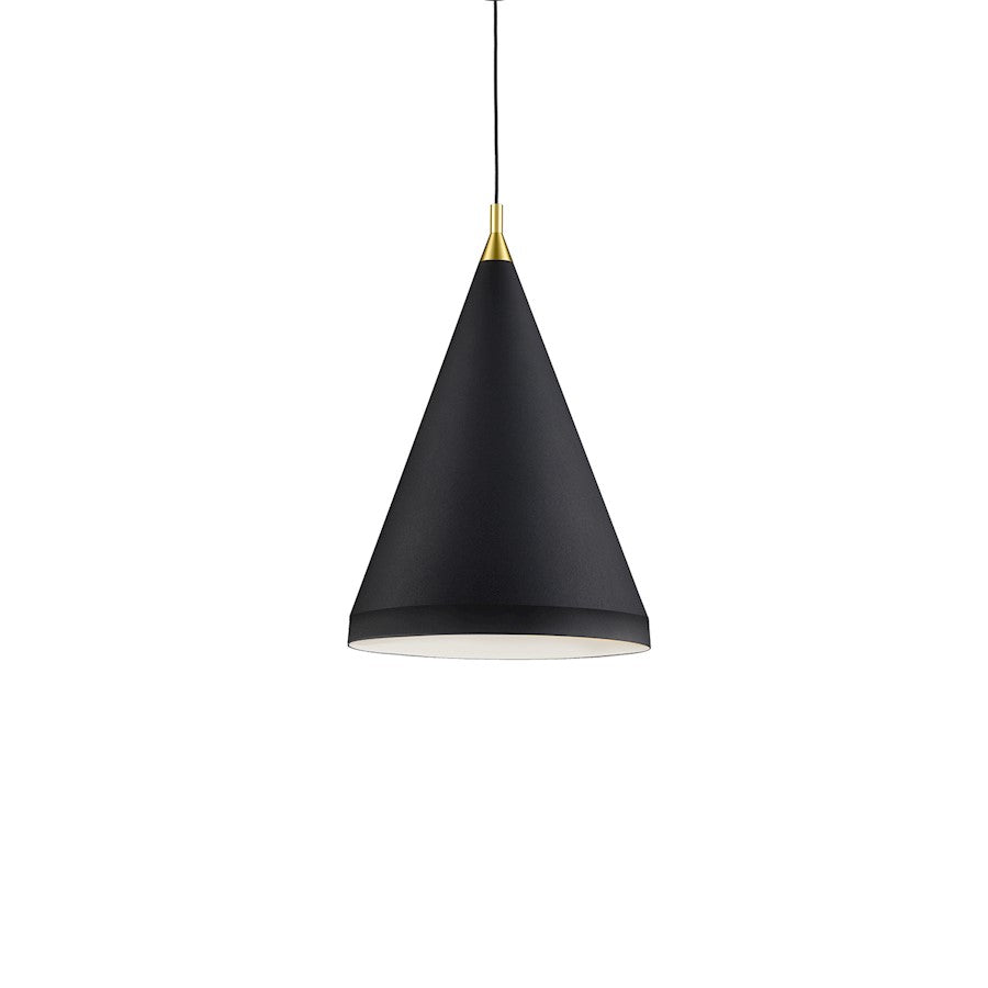 Kuzco Dorothy 1 Light 16" Pendant, Black/Gold Detail - 492716-BK-GD