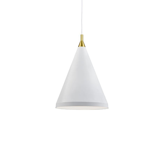 Kuzco Dorothy 1 Light 16" Pendant, White/Gold Detail - 492716-WH-GD