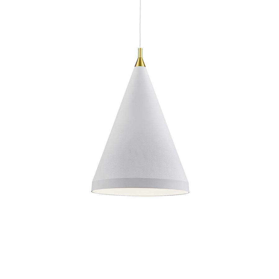 Kuzco Dorothy 1 Light Pendant, White/Gold Detail - 492722-WH-GD