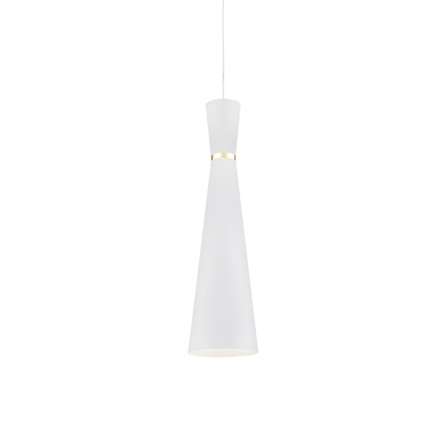 Kuzco Vanderbilt 1 Light 6" Pendant, White/Gold Detail - 493206-WH-GD