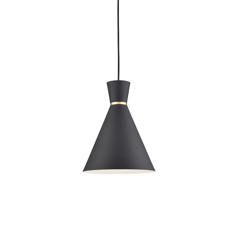 Kuzco Vanderbilt 1 Light 10" Pendant, Black/Gold Detail - 493210-BK-GD