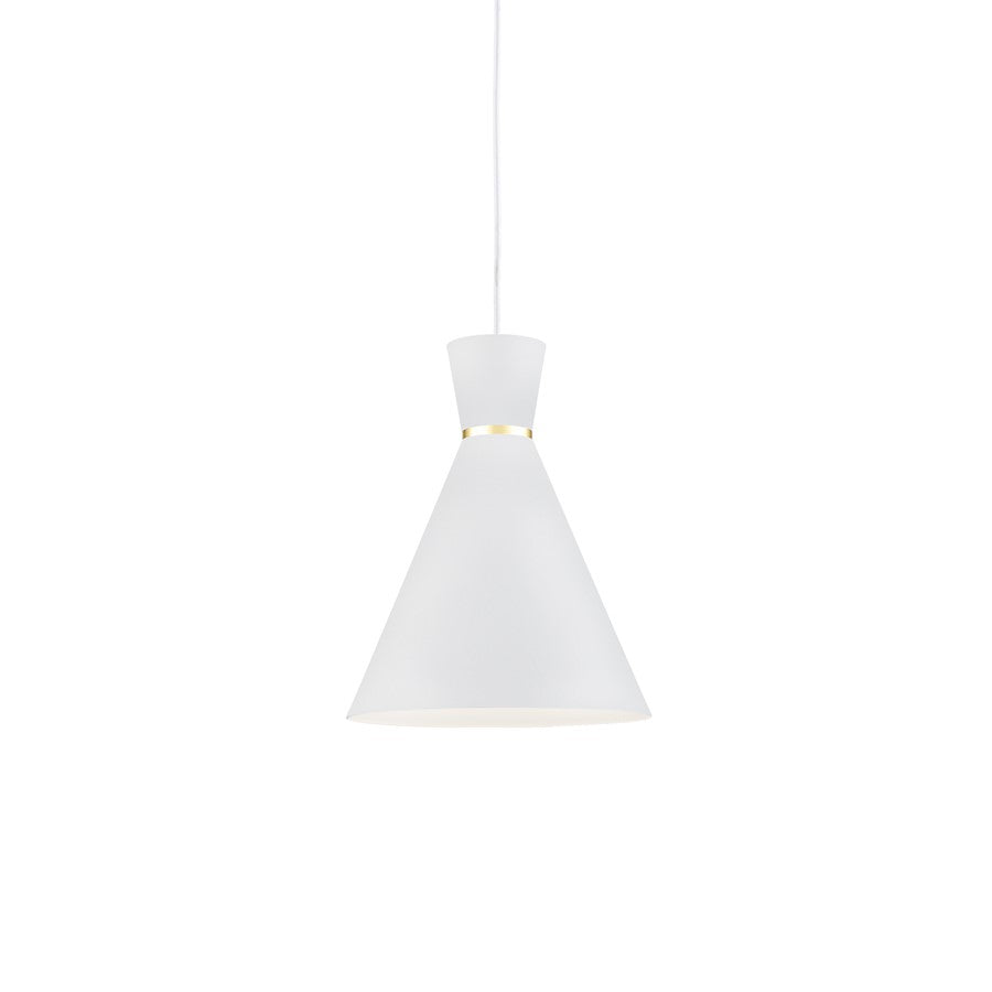 Kuzco Vanderbilt 1 Light 10" Pendant, White/Gold Detail - 493210-WH-GD