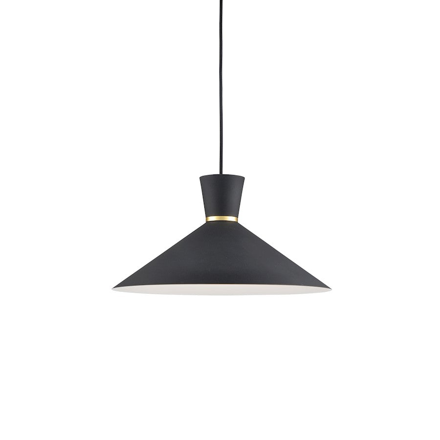 Kuzco Vanderbilt 1 Light 16" Pendant, Black/Gold Detail - 493216-BK-GD