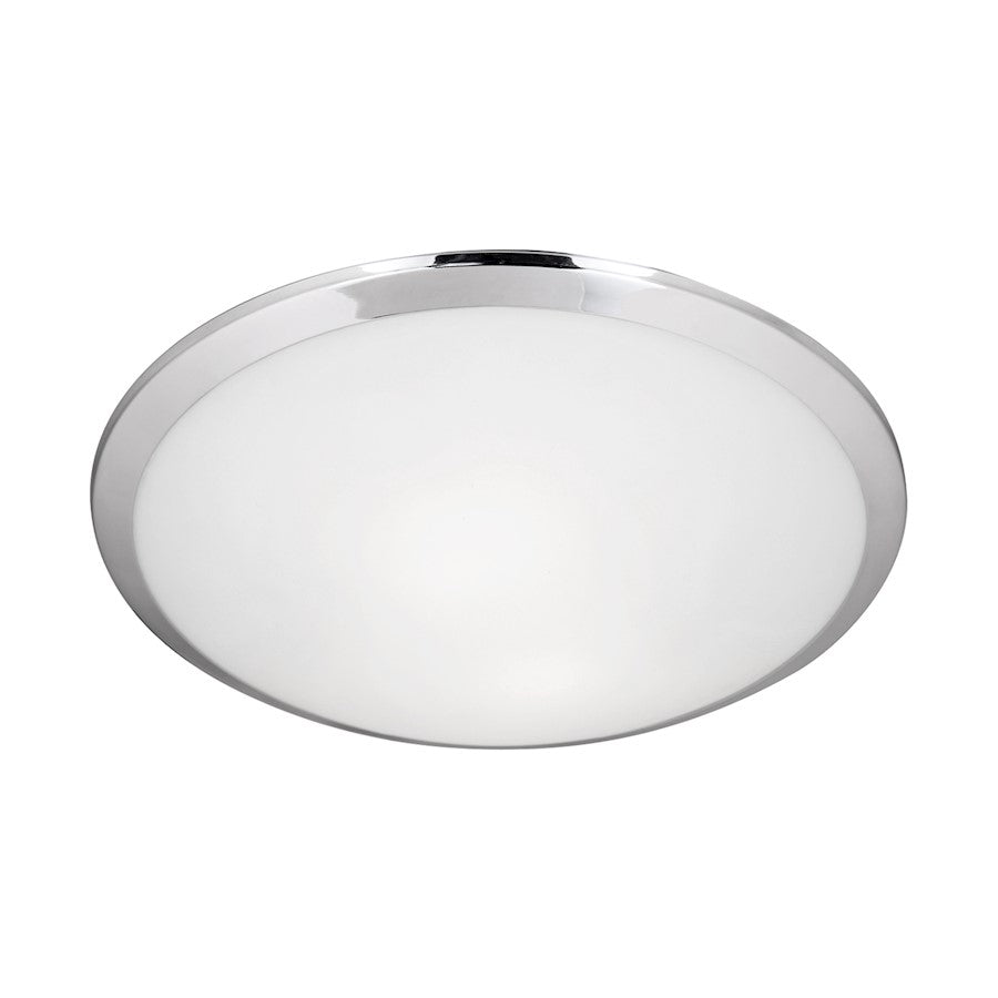 Kuzco Malta 2 Light 15" Flush Mount, Chrome/Opal - 51562CH