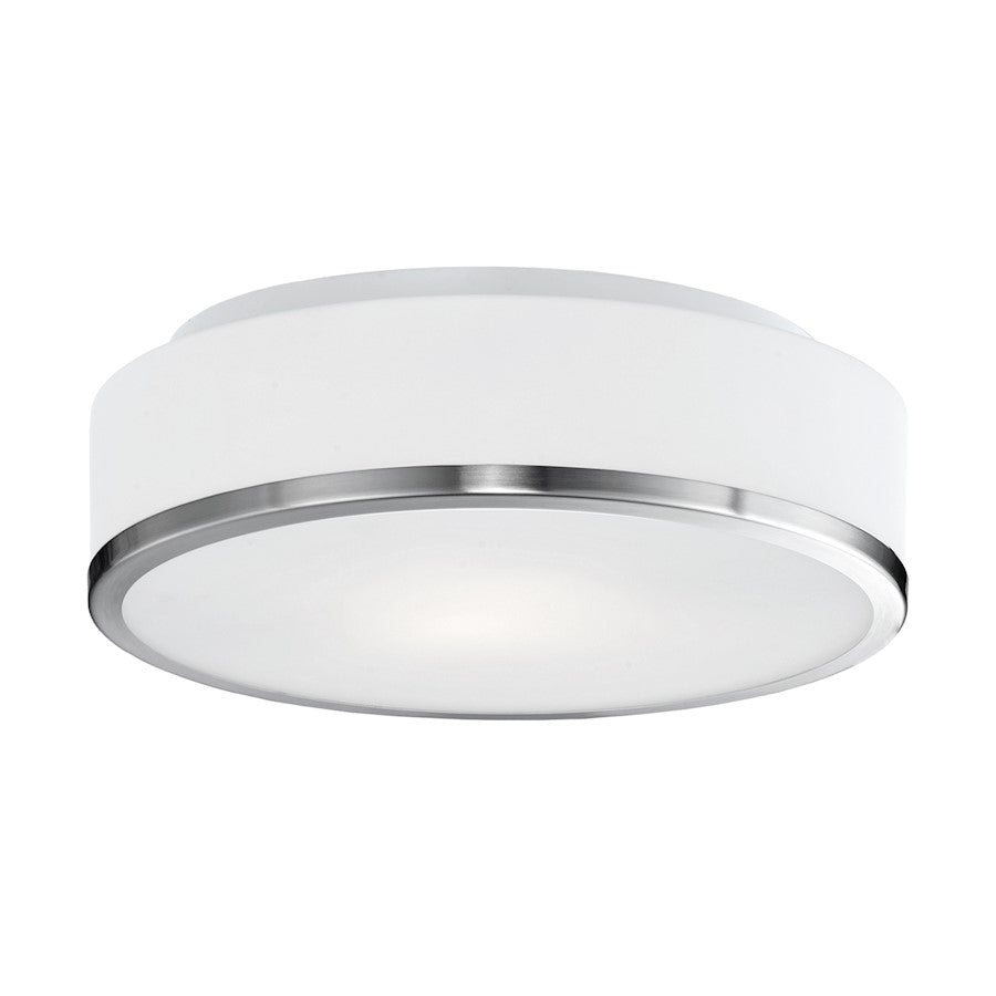 Kuzco Charlie 2 Light 12" Flush Mount, Brushed Nickel/Opal - 599002BN