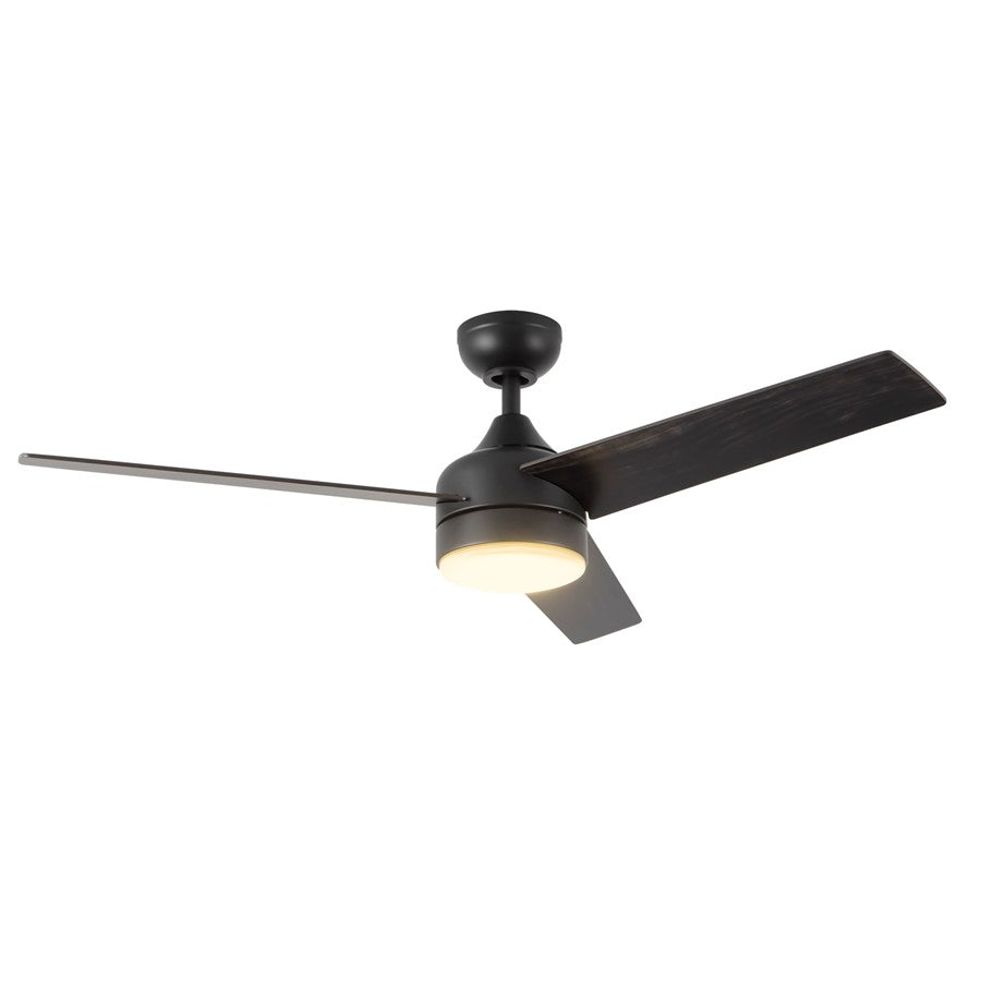 Haus Appeal Calloway 52in Ceiling Fan with LED Light | Modern Matte Black Steel | Bedroom & Living Room | 52 x 52 x 15 in | Model CF0716452MB-LKW