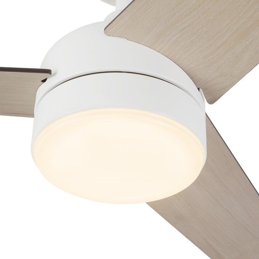 Haus Appeal Calloway 52in Ceiling Fan with LED Light | Modern White Steel 6-Speed | Model CF0716452WH-LKW