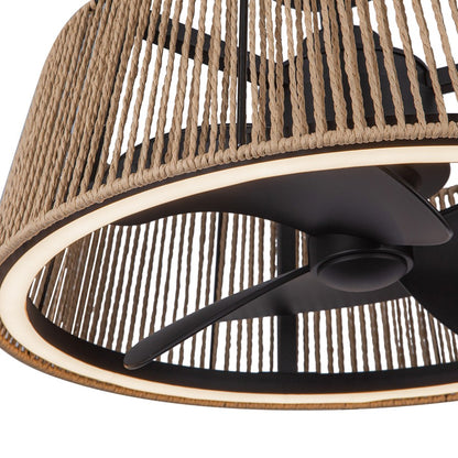 Kuzco Isla 24" LED Ceiling Fan, Black/Braided Rope/Rope