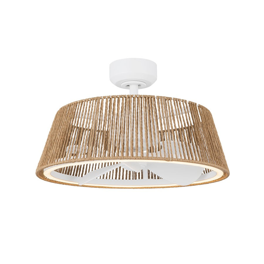 Kuzco Isla 24" LED Ceiling Fan, White/Braided Rope/Rope - CF41424-WH-BR-5CCT