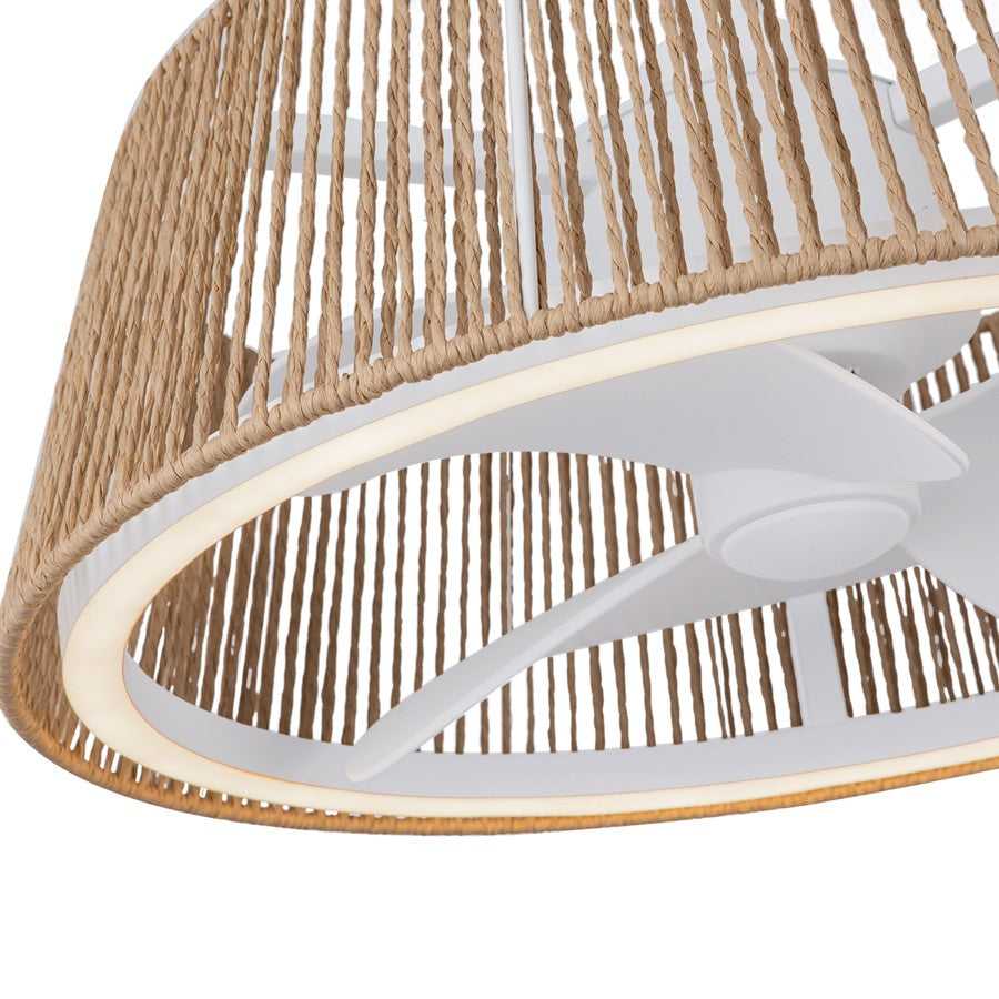 Kuzco Isla 24" LED Ceiling Fan, White/Braided Rope/Rope