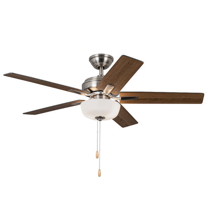 Haus Appeal Hollis 52in Ceiling Fan | Brushed Nickel Steel | 3-Speed, Pull Chain | Model CF78752-BN-LKP
