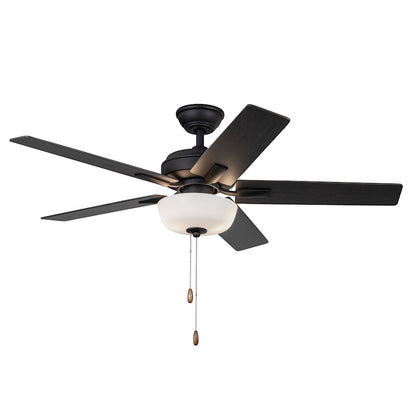 Haus Appeal Hollis 52in Ceiling Fan | Modern Matte Black Steel with Pull Chain | 3-Speed Reversible | Model CF78752-MB-LKP