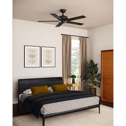 Haus Appeal Hollis 52in Ceiling Fan | Matte Black Steel | Bedroom & Living Room | No Light, 5 Blades, 3 Speeds | Model CF78752-MB-NLW