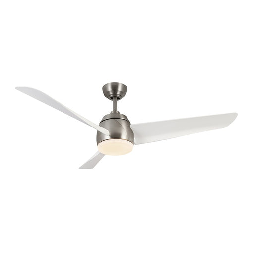 Kuzco Thalia 54" LED Ceiling Fan, Nickel/White/Frost Polymeric - CF91954-BN-WH