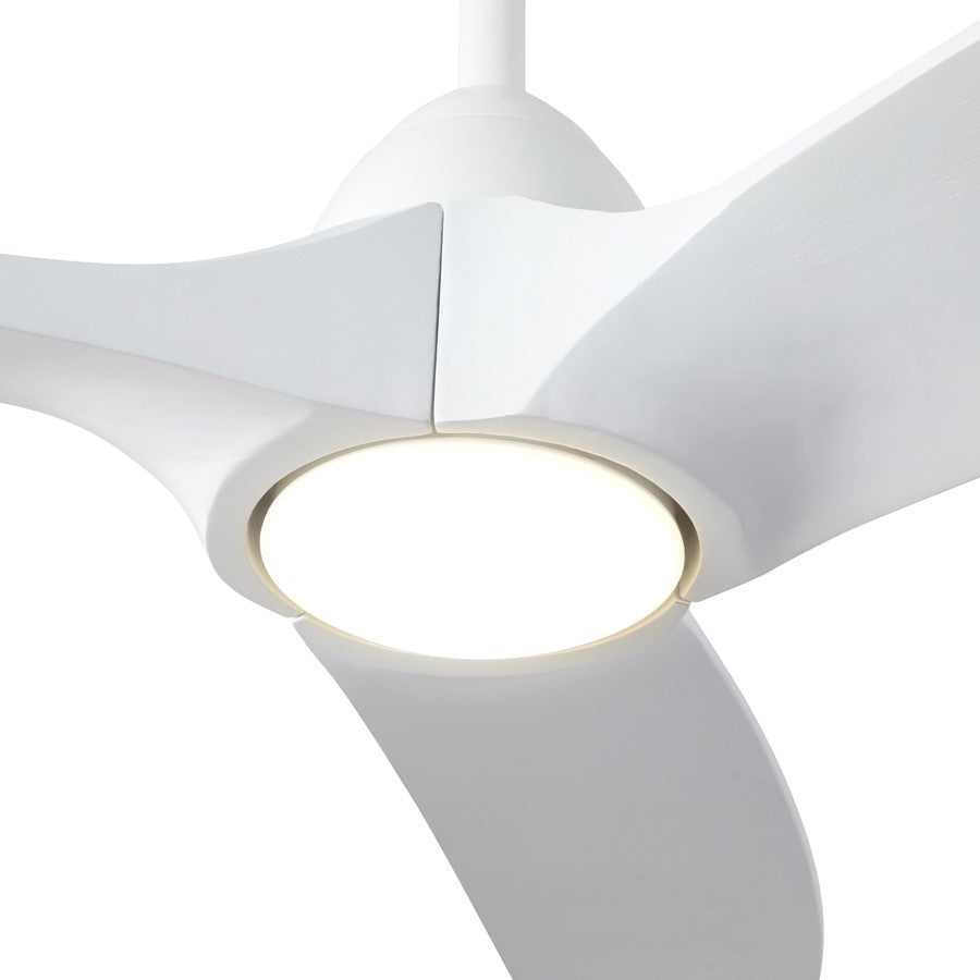 Haus Appeal Langley 60in LED Ceiling Fan | White Steel and Wood Blades | Living Room & Covered Patio | 60 x 60 x 15 in | Model CF97860-WH-5CCT