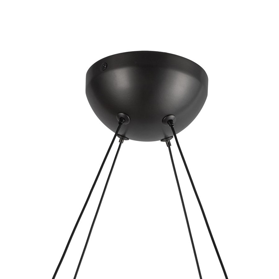 Kuzco Taurus 22" LED Chandelier, Bronze/Clear Ribbed Glass