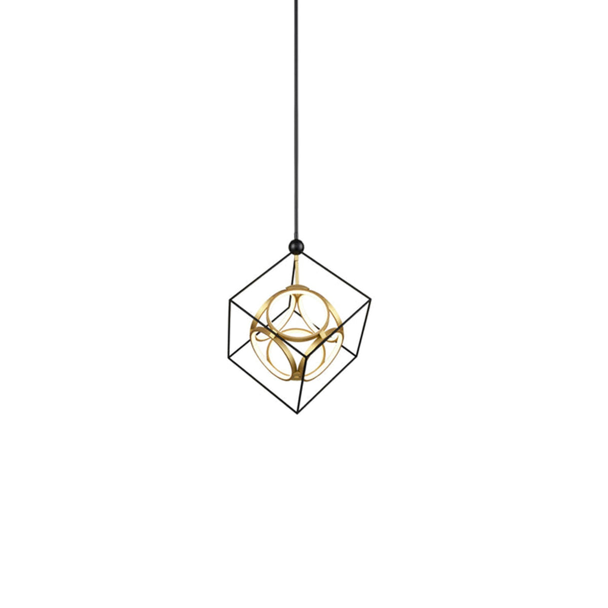 Kuzco Monza 20in LED Chandelier | Modern Black/Antique Brass and White Acrylic Diffuser | Living Room & Dining Room | 4600lm | Model CH19220-BK-AN