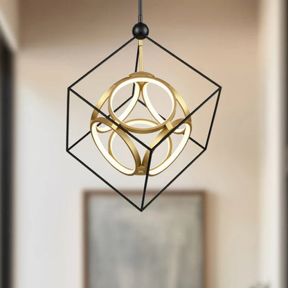 Kuzco Monza 20in LED Chandelier | Modern Black/Antique Brass and White Acrylic Diffuser | Living Room & Dining Room | 4600lm | Model CH19220-BK-AN