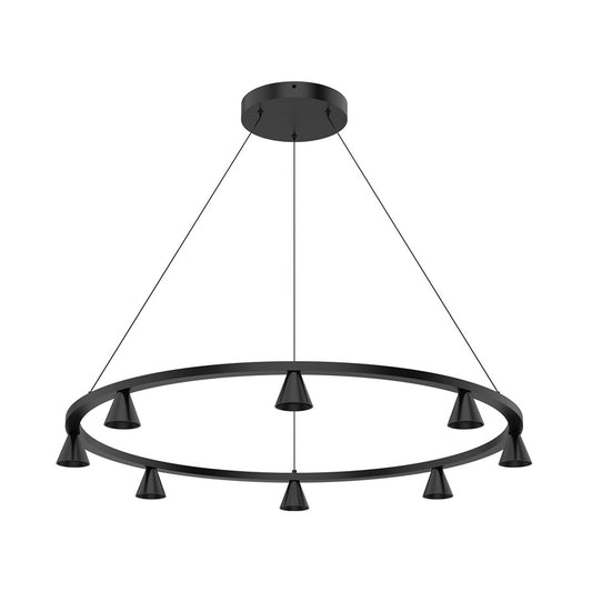 Kuzco Dune 33" LED Chandelier, Black/Machined Aluminum Shade - CH19933-BK-UNV