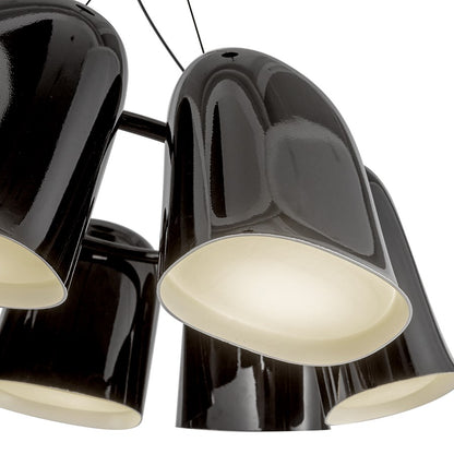 Kuzco Bell 20" LED Chandelier, Glossy Black/Steel Shade
