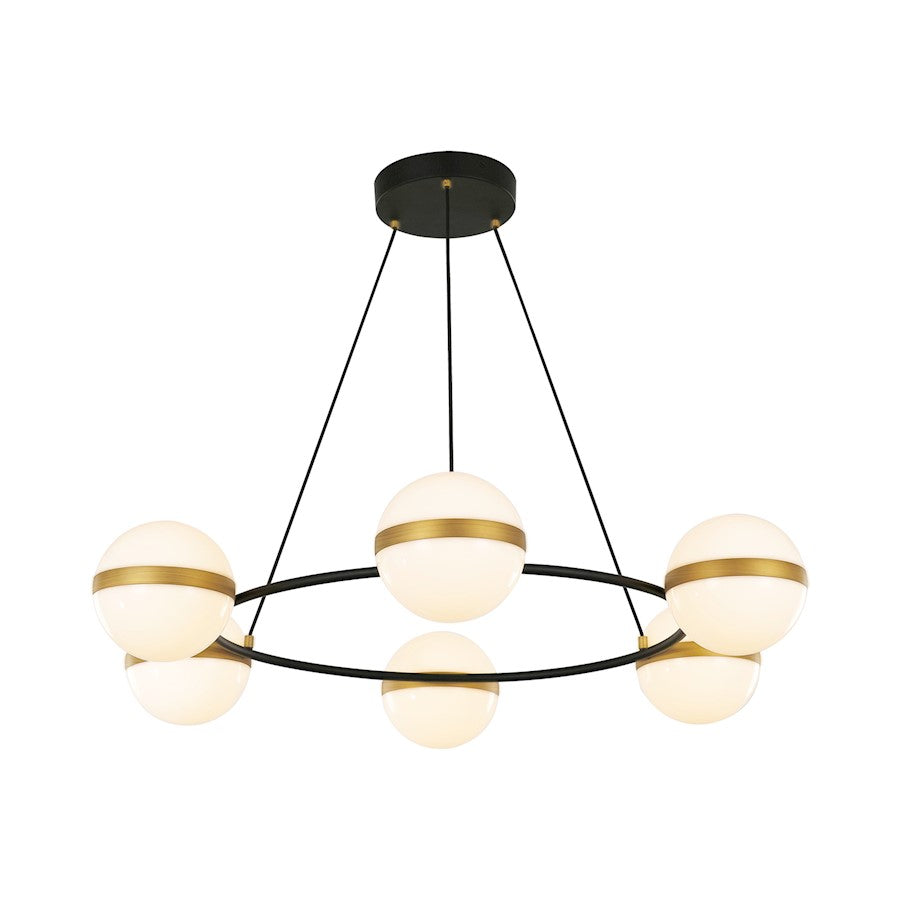 Alora Tagliato 36" LED Chandelier, Black/Gold/Frosted Acrylic - CH302006MBBG