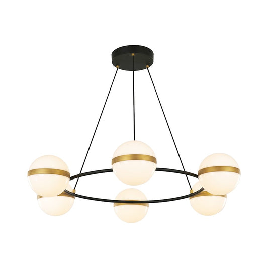 Alora Tagliato 36" LED Chandelier, Black/Gold/Frosted Acrylic - CH302006MBBG