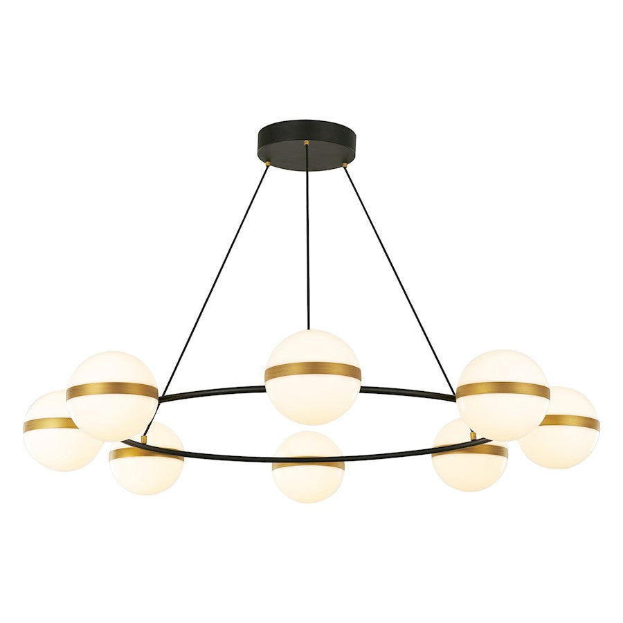 Alora Tagliato 44" LED Chandelier, Black/Gold/Frosted Acrylic - CH302008MBBG