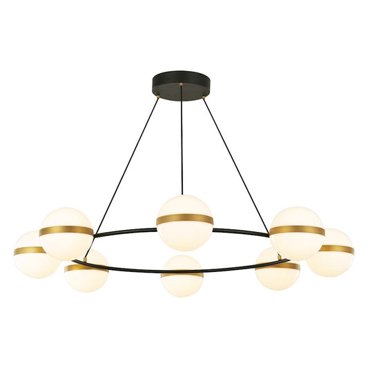 Alora Tagliato 44" LED Chandelier, Black/Gold/Frosted Acrylic - CH302008MBBG