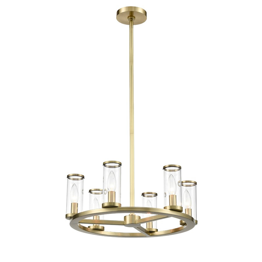 Alora Revolve 6 Light Chandelier, Clear/Natural Brass/Clear - CH309006NBCG