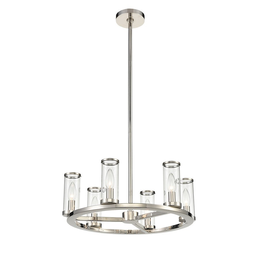 Alora Revolve 6 Light Chandelier, Clear/Polished Nickel/Clear - CH309006PNCG