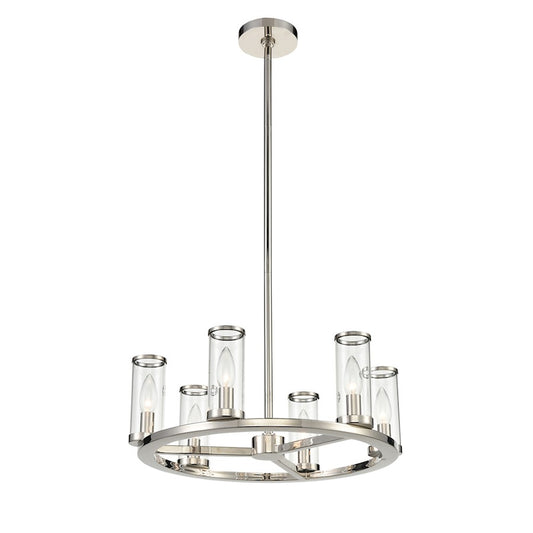 Alora Revolve 6 Light Chandelier, Clear/Polished Nickel/Clear - CH309006PNCG