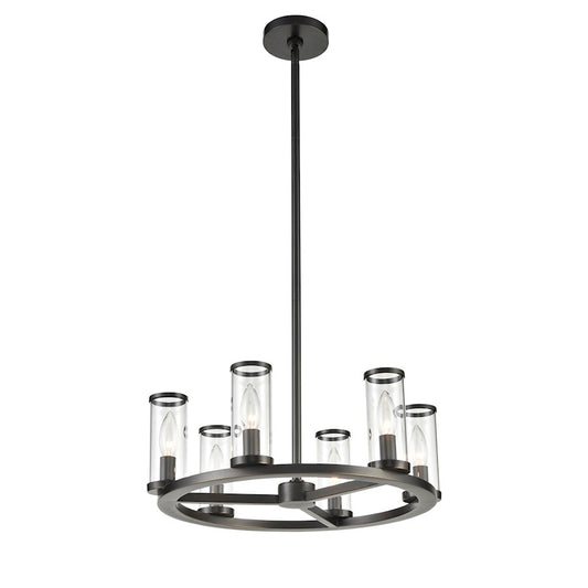 Alora Revolve 6 Light Chandelier, Clear/Urban Bronze/Clear - CH309006UBCG